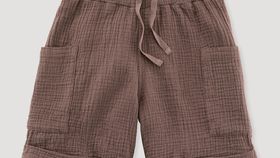 hessnatur Kinder Musselin Shorts aus Bio-Baumwolle - braun - Größe 158/164