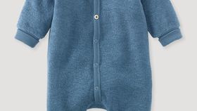 hessnatur Baby Wollfrottee Overall aus Bio-Merinowolle - blau - Größe 50/56