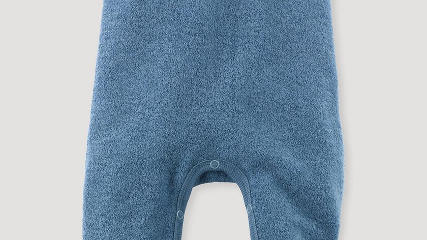 hessnatur Baby Wollfrottee-Strampler aus Bio-Merinowolle - blau - Größe 50/56