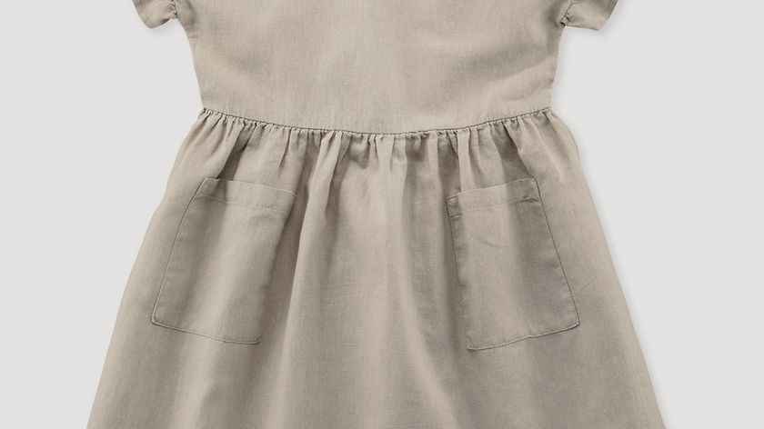 hessnatur Kinder Kleid aus Leinen mit Bio-Baumwolle - beige - Größe 146/152