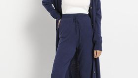 hessnatur Damen Strickhose aus Bio-Schurwolle mit Kaschmir - blau - Größe 42