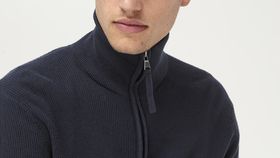 hessnatur Herren Pullover Troyer - marine - Größe 52