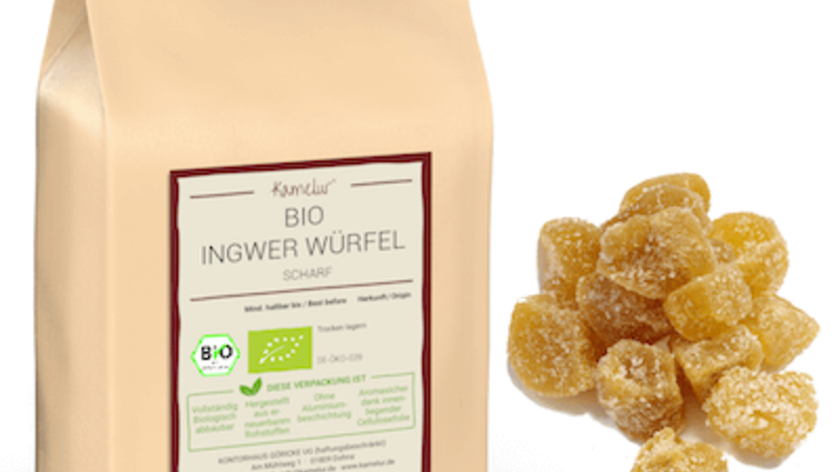 Bio Ingwer Würfel scharf, kandiert