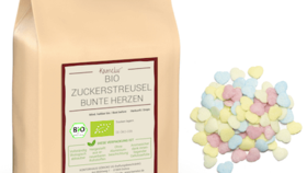 Bio Zuckerstreusel, bunte Herzen