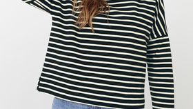 hessnatur Damen Heavy Slub Streifen-Shirt Oversize aus Bio-Baumwolle - natur - Größe 42