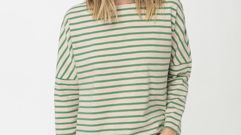 hessnatur Damen Ringelshirt aus Bio-Baumwolle - grün - Größe 42