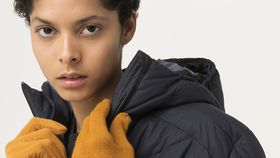 hessnatur Damen Handschuhe aus Schurwolle mit Kaschmir - orange - Größe 7