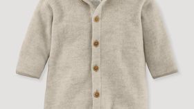 hessnatur Baby Wollfleece Overall Regular aus Bio-Merinowolle mit Bio-Baumwolle - beige - Größe 98/104