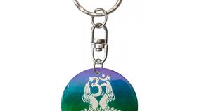 Schlüsselanhänger "Om Namaste" Muschel rainbow 3,5cm