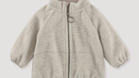 hessnatur Baby Wollfleece Jacke Relaxed aus Bio-Merinowolle mit Bio-Baumwolle - beige - Größe 74/80