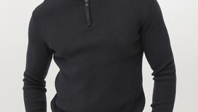 hessnatur Herren Pullover Troyer - schwarz - Größe 46