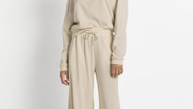 hessnatur Loungewear Palazzo-Hose aus Bio-Baumwolle mit Leinen - natur - Größe 48