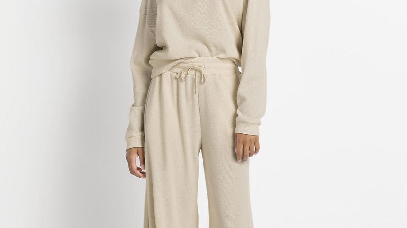 hessnatur Loungewear Palazzo-Hose aus Bio-Baumwolle mit Leinen - natur - Größe 48