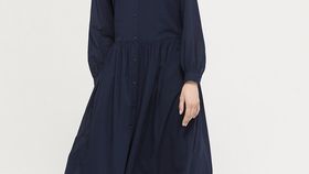 hessnatur Damen Crêpe-Kleid aus Bio-Baumwolle - blau - Größe 38