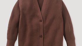 hessnatur Kinder Cardigan aus Bio-Baumwolle - braun - Größe 134/140