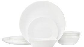 Corelle Glas Geschirr Set weiß - elegantes & langlebiges Design, 18-teilig