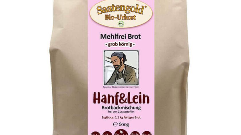 Mehlfreibrot Hanf & Lein -grob körnig- Bio Brotbackmischung 600g