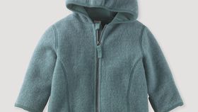 hessnatur Baby Wollfleece Jacke aus Bio-Merinowolle - grün - Größe 98/104