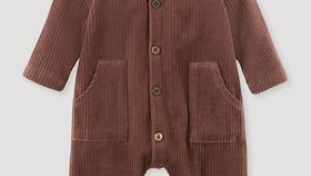 hessnatur Baby Jerseycord-Overall aus Bio-Baumwolle - braun - Größe 62/68