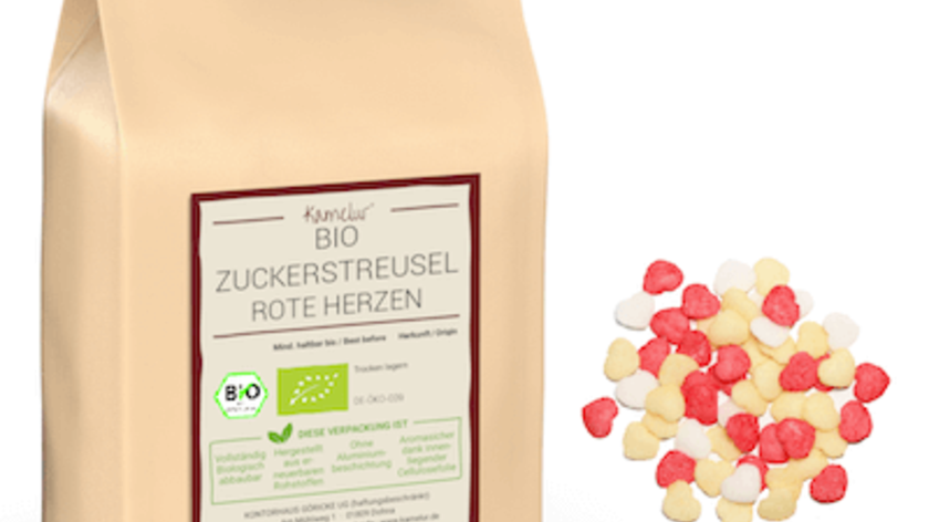 Bio Zuckerstreusel, rote Herzen