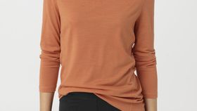 hessnatur Damen-Outdoor Langarmshirt aus Bio-Merinowolle - braun - Größe 44