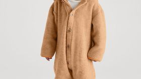 hessnatur Baby Wollfleece Overall Regular aus Bio-Merinowolle mit Bio-Baumwolle - orange - Größe 98/104