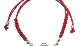 Armband "Muladhara Chakra" rot 1,4cm Silber 925 mit verstellbarem Baumwollband