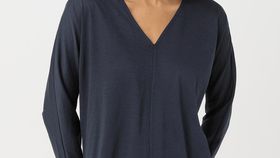 hessnatur Damen Langarm-Shirt aus Bio-Baumwolle - blau - Größe 48