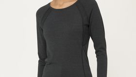 hessnatur Damen-Outdoor Struktur-Funktionsshirt aus Merinowolle mit Seide - grau - Größe 48