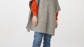 hessnatur Damen Strick-Poncho aus Alpaka mit Pima-Bio-Baumwolle - grau - Größe One Size