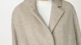 hessnatur Damen Wollfleece-Mantel Regular aus Bio-Merinowolle mit Bio-Baumwolle - beige - Größe 42