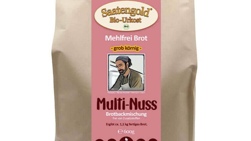 Mehlfreibrot Multi-Nuss -grob k?rnig- Bio Brotbackmischung 600g