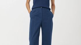 hessnatur Damen Hose Wide Leg aus Bio-Baumwolle mit Hanf - blau - Größe 40