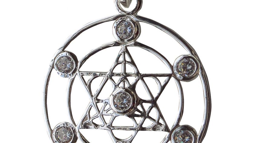 Anhänger "Merkabah mit 7 Zirkonia" Silber 925 3cm, 4,0g.