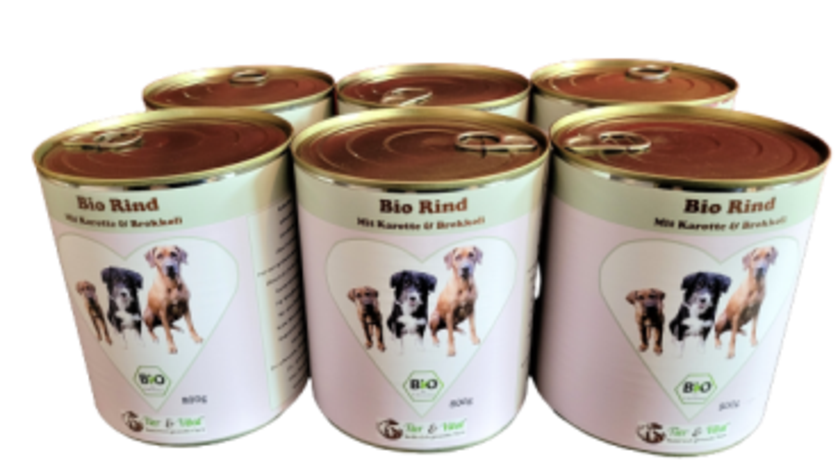 Bio Hundefutter - Rind mit Karotten und Brokkoli 6 x 800g