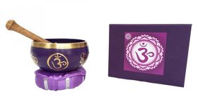 Klangschalen Set "Sahasrara Chakra" lila mit Klöppel & Kissen 10cm ca. 330g