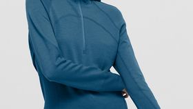 hessnatur Damen-Outdoor Hoodie aus Bio-Merinowolle - blau - Größe 40