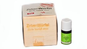 Original Zirbenwürfel mit Zirbenspänen und hochwertigem ätherischem Zirbenöl (10ml)