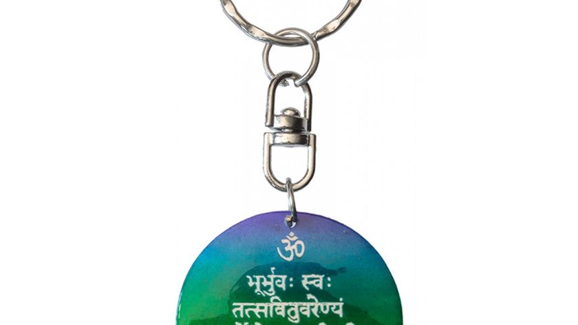 Schlüsselanhänger "Gayatri Mantra" Muschel rainbow 3,5cm