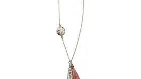 Kette "Blume des Lebens" 1,2cm Silber 925 mit Rosenquarz-Perle und Rosa Tassel 42cm