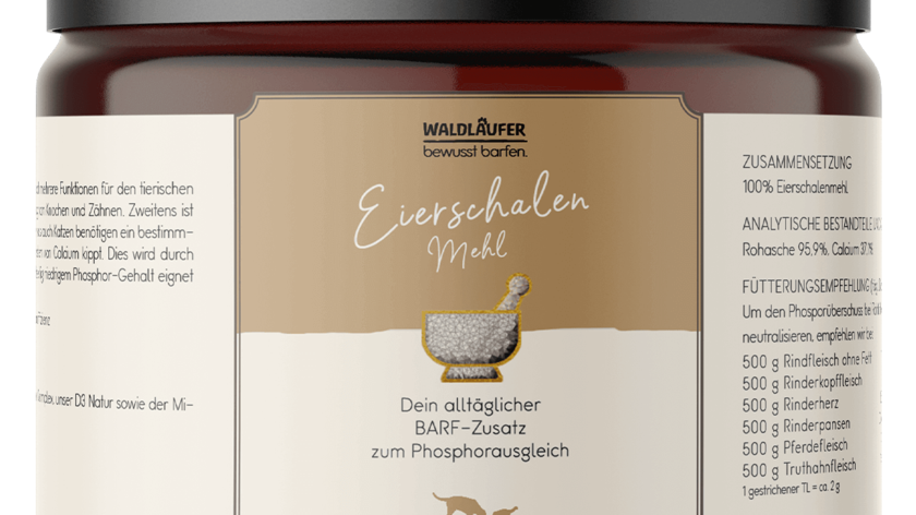 Eierschalenmehl – natürliche Kalziumquelle für Hunde & Katzen - Tiegel 600g