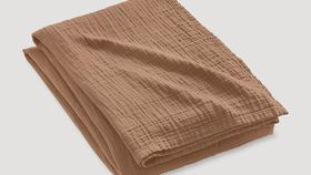 hessnatur Musselin Decke aus Bio-Baumwolle - braun - Größe 130x180 cm