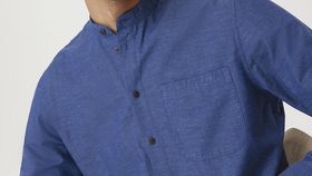 hessnatur Herren Hemd Regular aus Bio-Baumwolle mit Hanf und Yak - blau - Größe L (43/44)